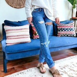 Blank NYC The Reade Distressed Jeans Size 24 Raw Hem